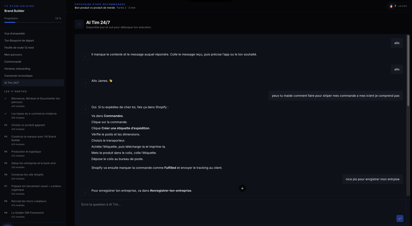 AI Tim 24/7 — Brand Builder Portal TV Ecom Holding